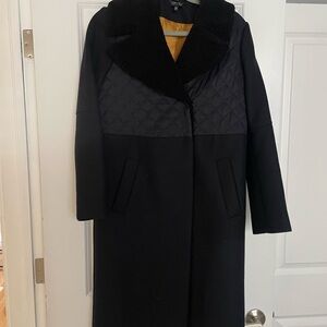 Topshop Black Quilted Wool Coat